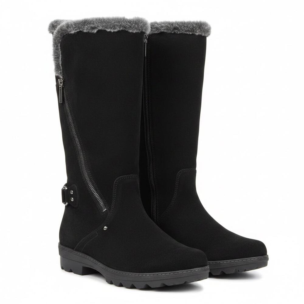 Aquatalia black suede and faux fur Komfy boots, size 40 (US size 9.5)